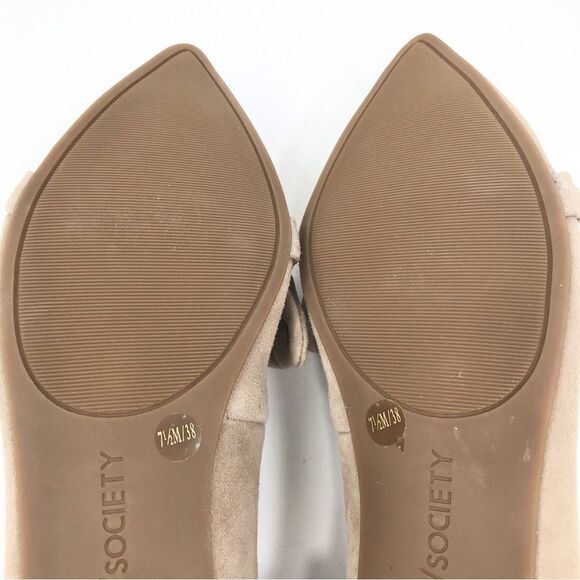Sole Society KAMBER Tan Suede Leather Ruffle Pointed Toe Slip On Ballet Flat NEW - Picture 14 of 16